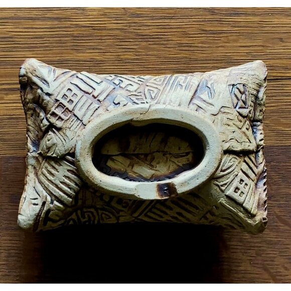 Japanese Ikebana Pillow Planter, flower arranging frog, stoneware, Asian motif - Picture 4 of 6